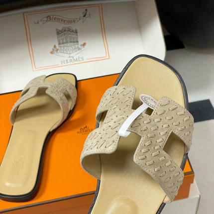 HM 25S ORAN SANDAL IN BEIGE SUEDE AND LAMBSKIN