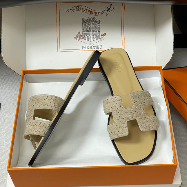 HM 25S ORAN SANDAL IN BEIGE SUEDE AND LAMBSKIN