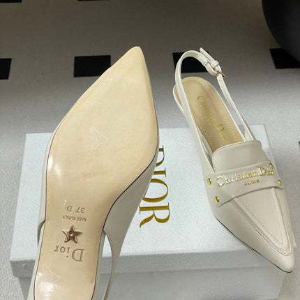 DIOR 25S BOY SLINGBACK HIGH HEELS 50 MM IN WHITE LAMBSKIN