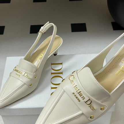 DIOR 25S BOY SLINGBACK HIGH HEELS 50 MM IN WHITE LAMBSKIN