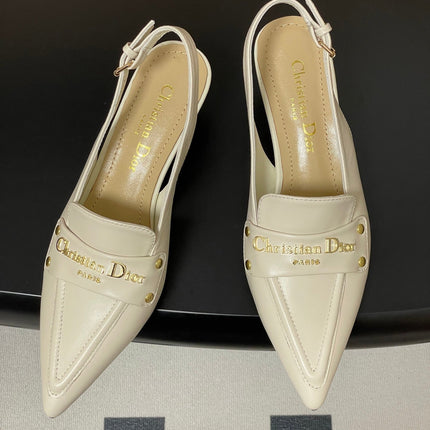 DIOR 25S BOY SLINGBACK HIGH HEELS 50 MM IN WHITE LAMBSKIN