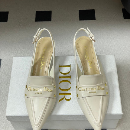DIOR 25S BOY SLINGBACK HIGH HEELS 50 MM IN WHITE LAMBSKIN