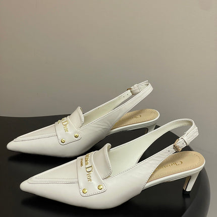 DIOR 25S BOY SLINGBACK HIGH HEELS 50 MM IN WHITE LAMBSKIN