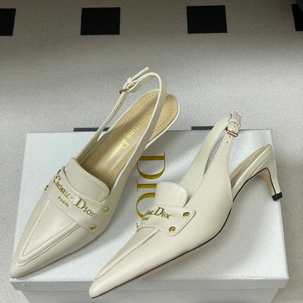 DIOR 25S BOY SLINGBACK HIGH HEELS 50 MM IN WHITE LAMBSKIN