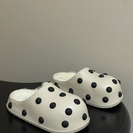 BALENCIAGA 25S FUR-LINED MULES IN WHITE FAUX LEATHER