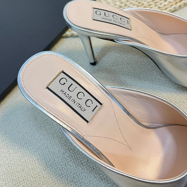 GG  Women's Horsebit mid-heel slide sandal in Silver