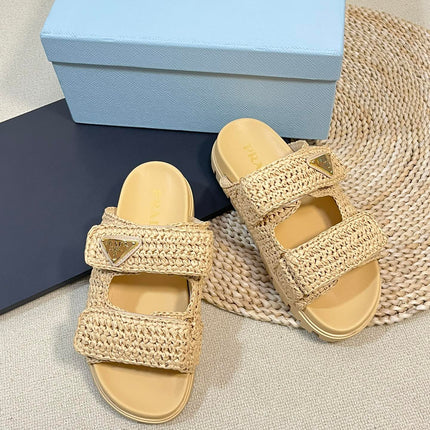 Pra Raffia Cork Slide 40 Beige