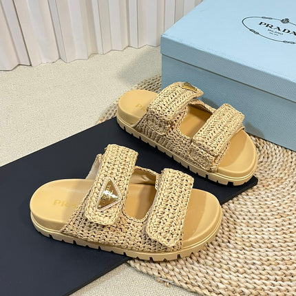 Pra Raffia Cork Slide 40 Beige