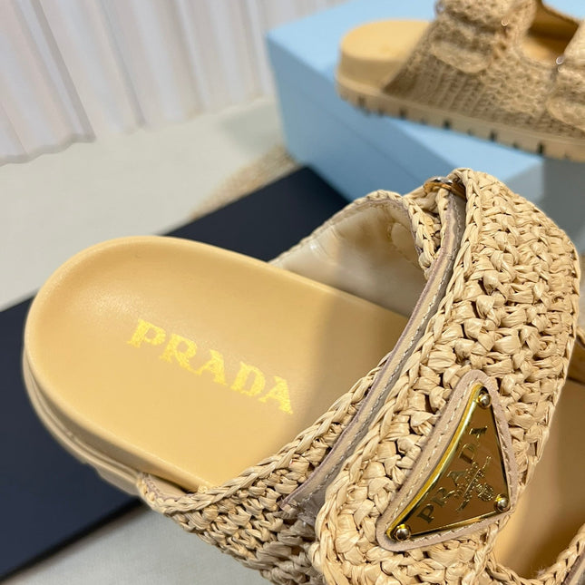Pra Raffia Cork Slide 40 Beige