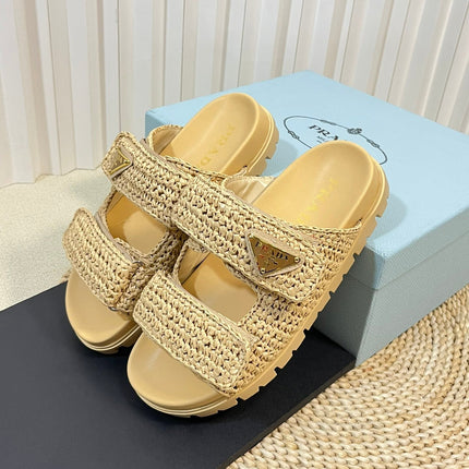Pra Raffia Cork Slide 40 Beige