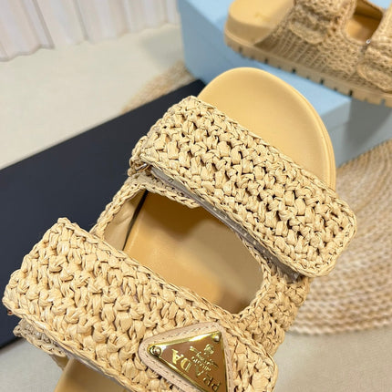 Pra Raffia Cork Slide 40 Beige