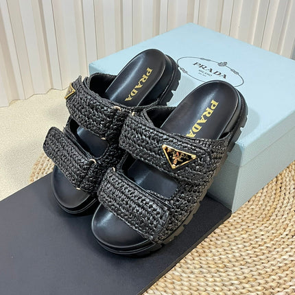 Pra Raffia Cork Slide 40 Black