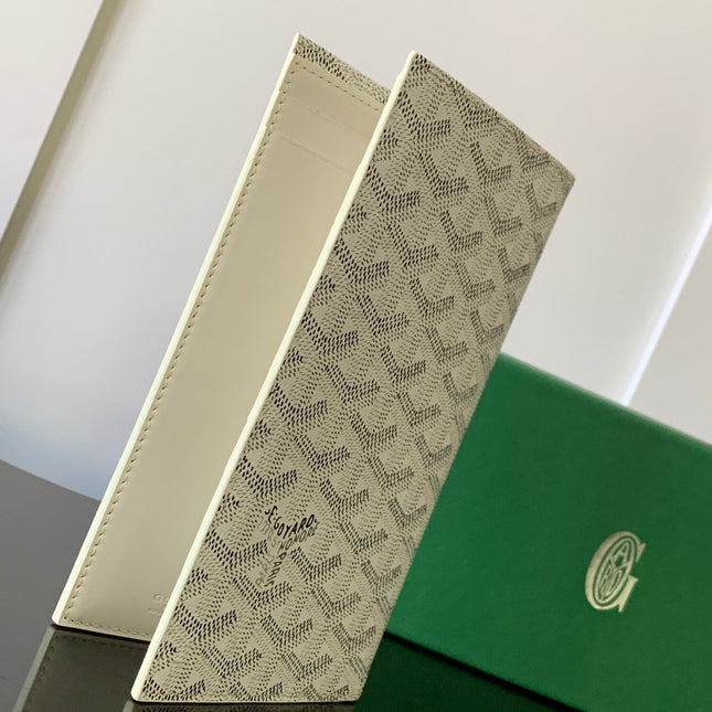 RICHELIEU CHECKBOOK WALLET 19 IN WHITE GOYARDINE CANVAS AND CALFSKIN