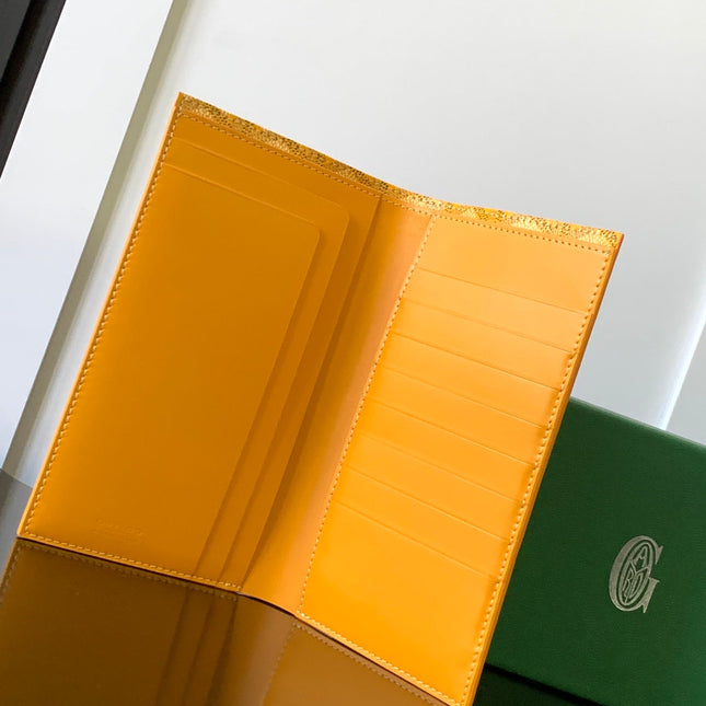 RICHELIEU CHECKBOOK WALLET 19 IN YELLOW GOYARDINE CANVAS AND CALFSKIN