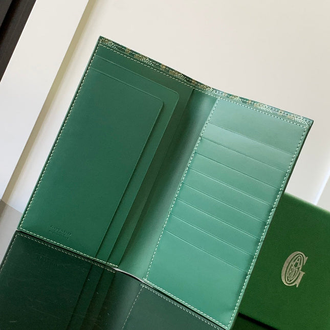 RICHELIEU CHECKBOOK WALLET 19 IN GREEN GOYARDINE CANVAS AND CALFSKIN