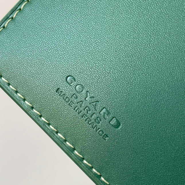 RICHELIEU CHECKBOOK WALLET 19 IN GREEN GOYARDINE CANVAS AND CALFSKIN