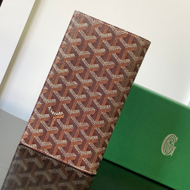 RICHELIEU CHECKBOOK WALLET 19 IN BURGUNDY RED GOYARDINE CANVAS AND CALFSKIN