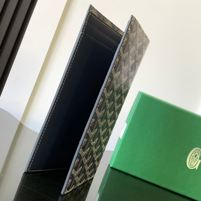 RICHELIEU CHECKBOOK WALLET 19 IN NAVY BLUE GOYARDINE CANVAS AND CALFSKIN