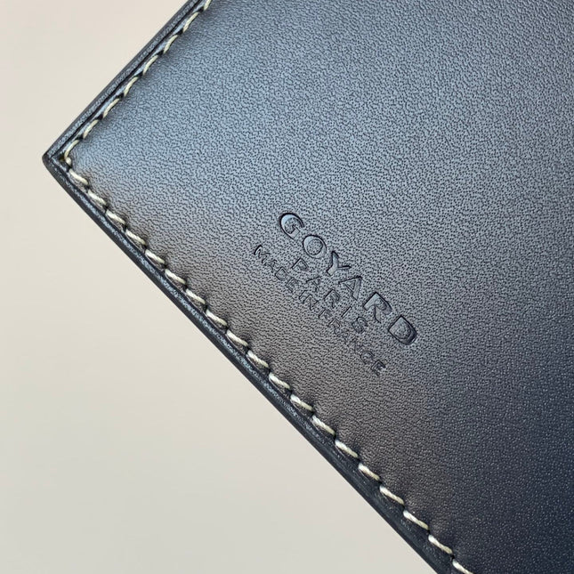 RICHELIEU CHECKBOOK WALLET 19 IN NAVY BLUE GOYARDINE CANVAS AND CALFSKIN