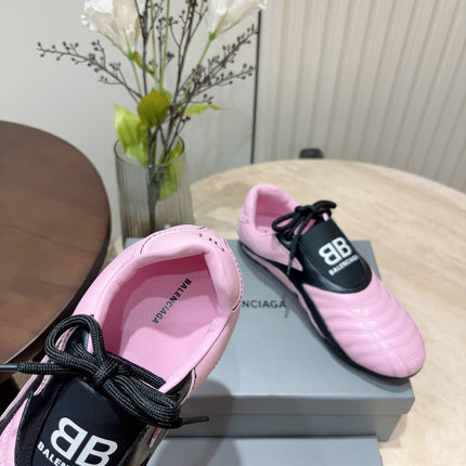 SOCCER SNEAKER IN PINK MIX BLACK QUILTED LAMBSKIN