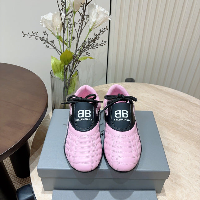SOCCER SNEAKER IN PINK MIX BLACK QUILTED LAMBSKIN