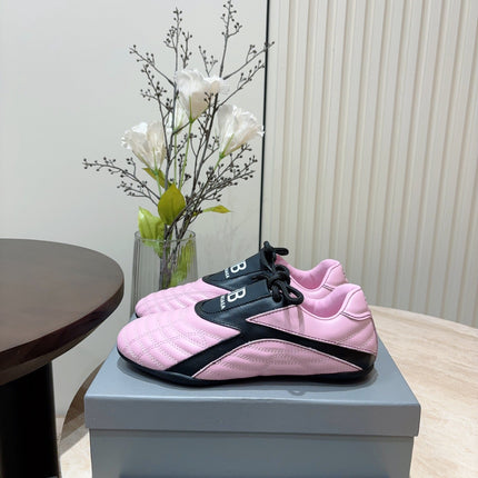 SOCCER SNEAKER IN PINK MIX BLACK QUILTED LAMBSKIN