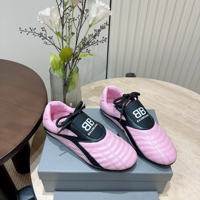 SOCCER SNEAKER IN PINK MIX BLACK QUILTED LAMBSKIN