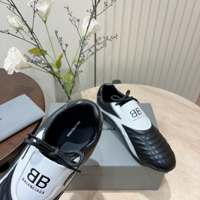 SOCCER SNEAKER IN BLACK MIX WHITE QUILTED LAMBSKIN