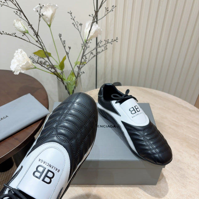 SOCCER SNEAKER IN BLACK MIX WHITE QUILTED LAMBSKIN