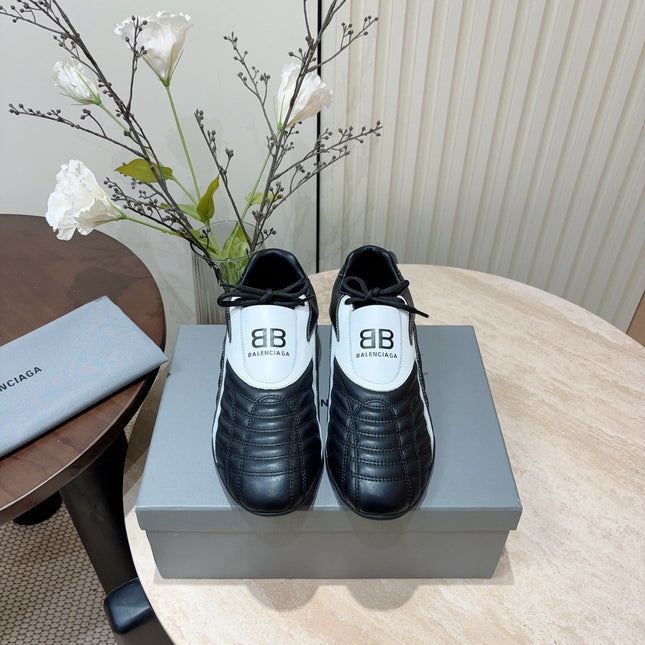 SOCCER SNEAKER IN BLACK MIX WHITE QUILTED LAMBSKIN