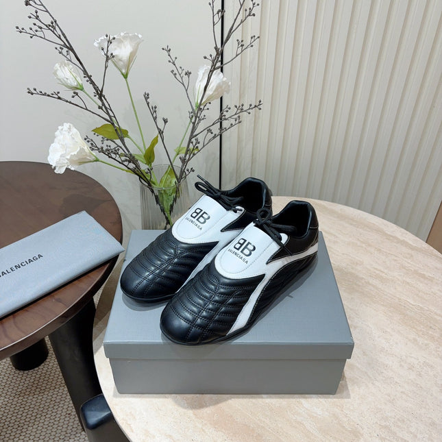 SOCCER SNEAKER IN BLACK MIX WHITE QUILTED LAMBSKIN