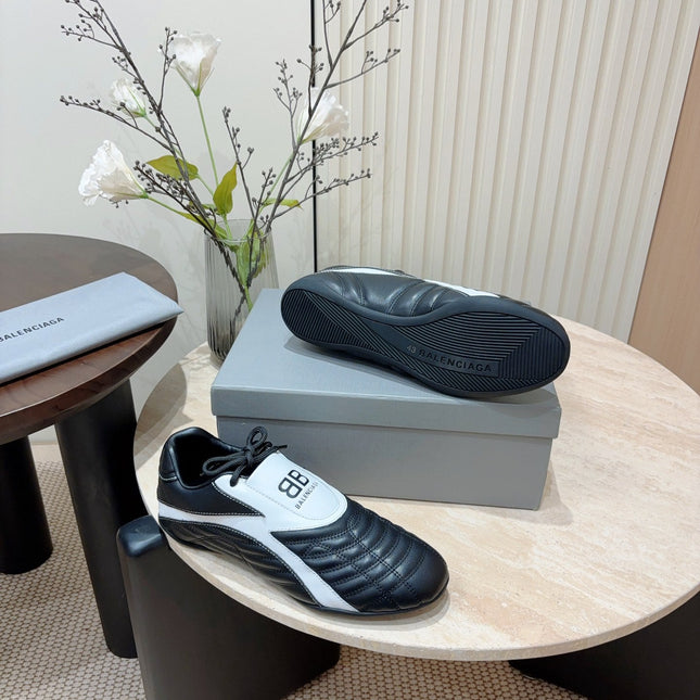 SOCCER SNEAKER IN BLACK MIX WHITE QUILTED LAMBSKIN