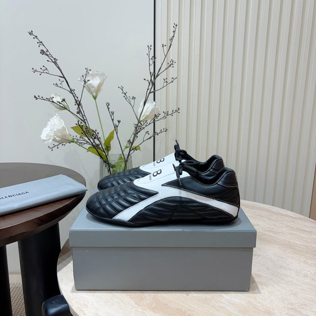 SOCCER SNEAKER IN BLACK MIX WHITE QUILTED LAMBSKIN