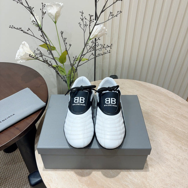 SOCCER SNEAKER IN WHITE MIX BLACK QUILTED LAMBSKIN