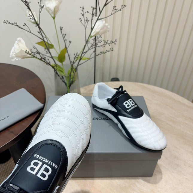 SOCCER SNEAKER IN WHITE MIX BLACK QUILTED LAMBSKIN