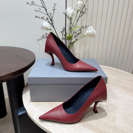 CURVED HEEL SHALLOW MOUTH PUMPS IN CADILLAC CALFSKIN