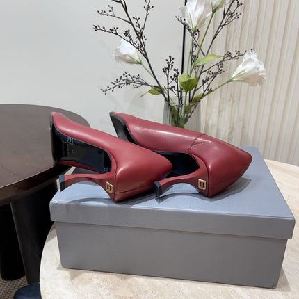 CURVED HEEL SHALLOW MOUTH PUMPS IN CADILLAC CALFSKIN