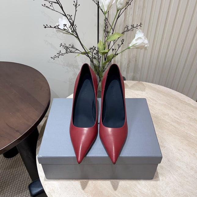 CURVED HEEL SHALLOW MOUTH PUMPS IN CADILLAC CALFSKIN