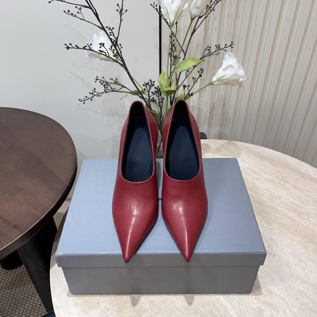 CURVED HEEL DEEP MOUTH PUMPS IN CADILLAC CALFSKIN