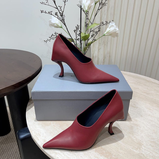CURVED HEEL DEEP MOUTH PUMPS IN CADILLAC CALFSKIN