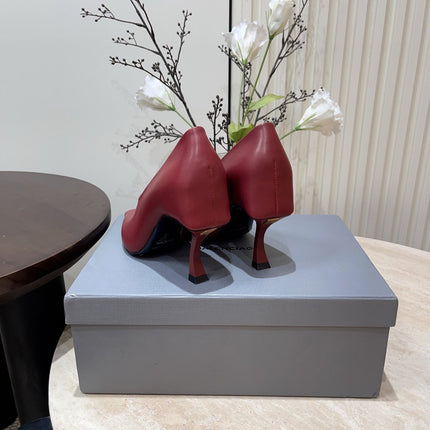 CURVED HEEL DEEP MOUTH PUMPS IN CADILLAC CALFSKIN