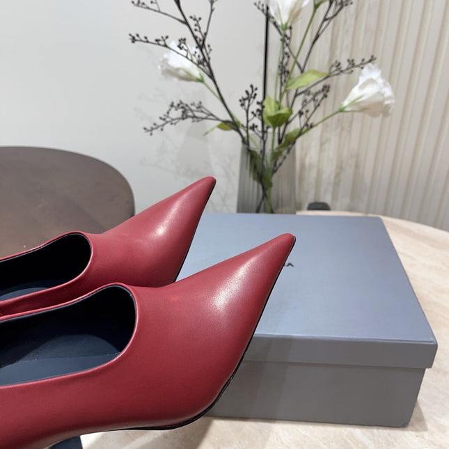 CURVED HEEL DEEP MOUTH PUMPS IN CADILLAC CALFSKIN