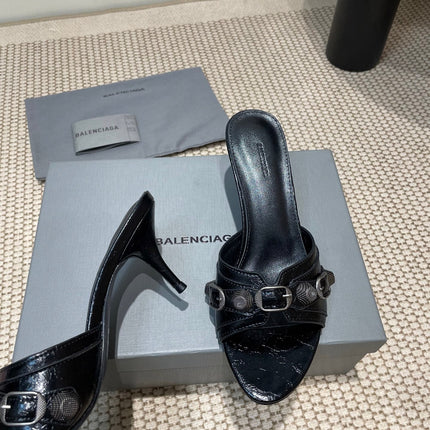 CAGOLE HIGH MULES IN BLACK OIL-WAX SHEEPSKIN