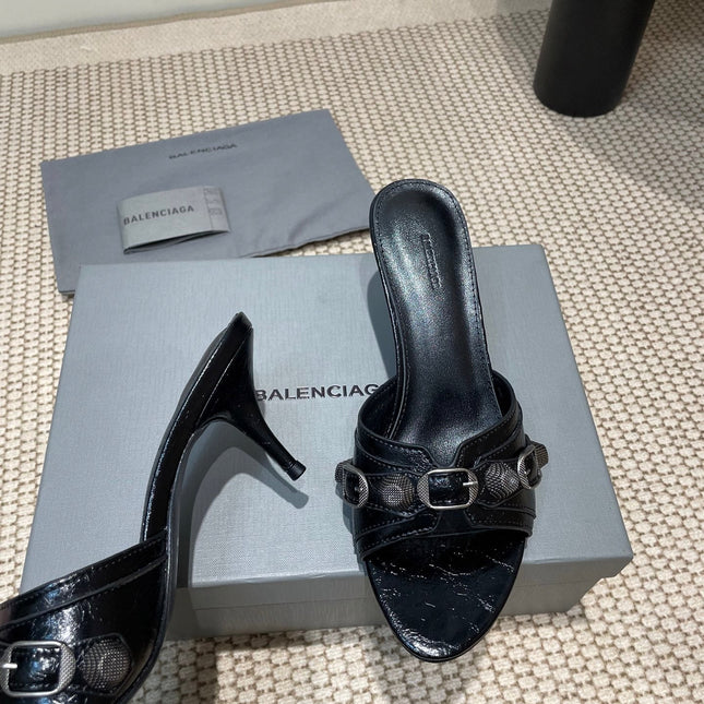 CAGOLE HIGH MULES IN BLACK OIL-WAX SHEEPSKIN