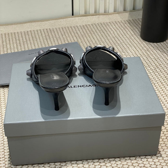 CAGOLE HIGH MULES IN BLACK OIL-WAX SHEEPSKIN