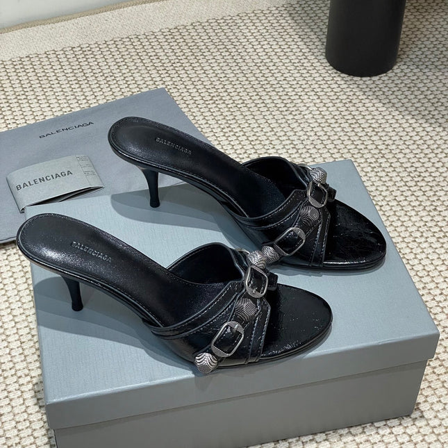 CAGOLE HIGH MULES IN BLACK OIL-WAX SHEEPSKIN