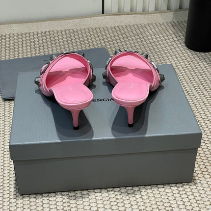 CAGOLE HIGH MULES IN SHOCKING PINK OIL-WAX SHEEPSKIN
