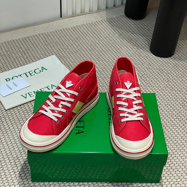 ELIOT SNEAKER IN CHERRY RED CANVAS AND CALFSKIN