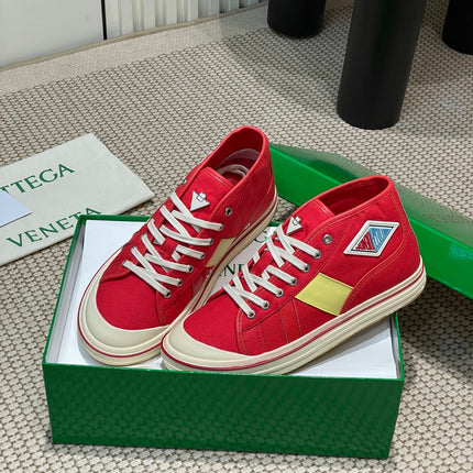 ELIOT SNEAKER IN CHERRY RED CANVAS AND CALFSKIN