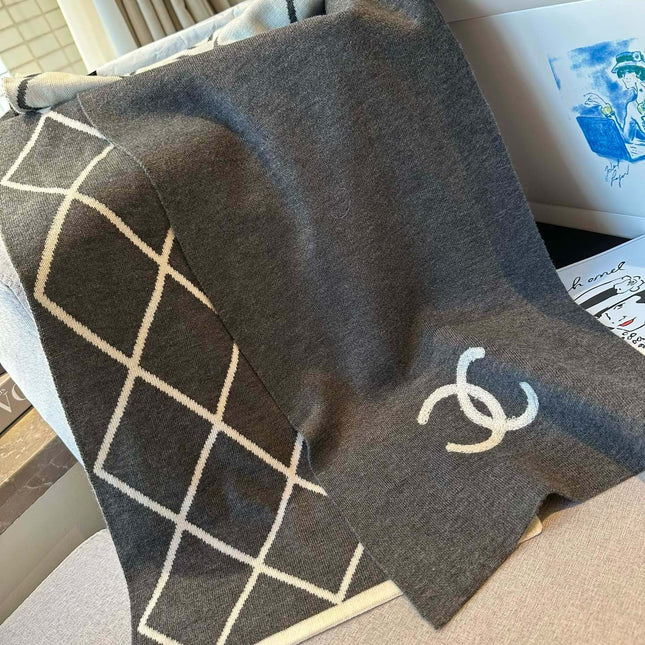 SCARF 180 CM IN MOUSE GRAY MIX WHITE CASHMERE 401970